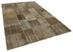Patchwork Kahverengi Pamuk Üzerine Yün El Dokuma Kilim-195x300 - Görsel 2