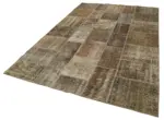 Patchwork Kahverengi Pamuk Üzerine Yün El Dokuma Kilim-195x300 - Görsel 3