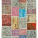 Patchwork Multi Pamuk Üzerine Yün El Dokuma Kilim-144x205