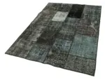 Patchwork Siyah Pamuk Üzerine Yün El Dokuma Kilim-134x202 - Görsel 3