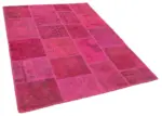 Patchwork Pembe Pamuk Üzerine Yün El Dokuma Kilim-149x202 - Görsel 2