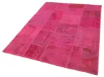 Patchwork Pembe Pamuk Üzerine Yün El Dokuma Kilim-149x202 - Görsel 3