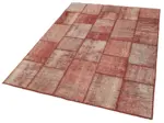 Patchwork Kırmızı Pamuk Üzerine Yün El Dokuma Kilim-142x195 - Görsel 3