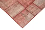 Patchwork Kırmızı Pamuk Üzerine Yün El Dokuma Kilim-142x195 - Görsel 4
