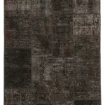 Patchwork Siyah Pamuk Üzerine Yün El Dokuma Kilim-137x200