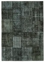 Patchwork Siyah Pamuk Üzerine Yün El Dokuma Kilim-145x204