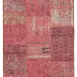 Patchwork Pembe Pamuk Üzerine Yün El Dokuma Kilim-120x196