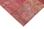 Patchwork Pembe Pamuk Üzerine Yün El Dokuma Kilim-120x196 - Görsel 4