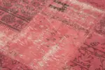 Patchwork Pembe Pamuk Üzerine Yün El Dokuma Kilim-120x196 - Görsel 5