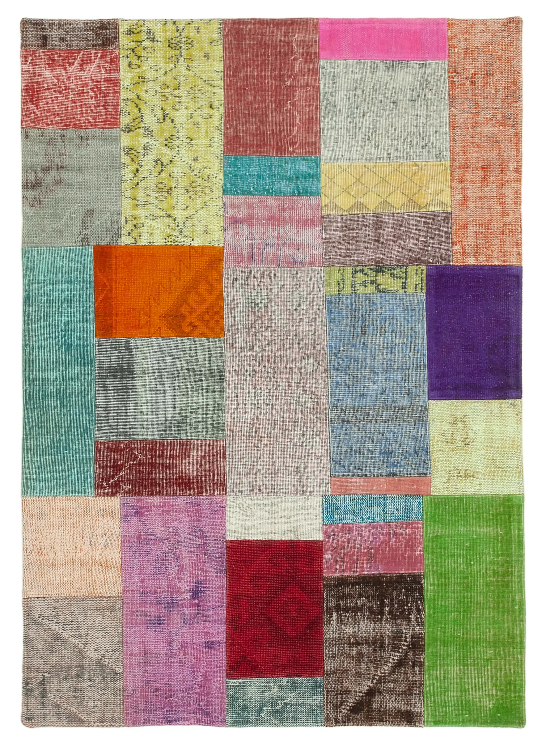Rc_31714_0_Multicolor_Patchwork_Rugs Patchwork Multi Pamuk Üzerine Yün El Dokuma Kilim-142x201 - Görsel 1