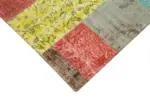 Patchwork Multi Pamuk Üzerine Yün El Dokuma Kilim-142x201 - Görsel 4