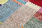 Patchwork Multi Pamuk Üzerine Yün El Dokuma Kilim-142x201 - Görsel 5