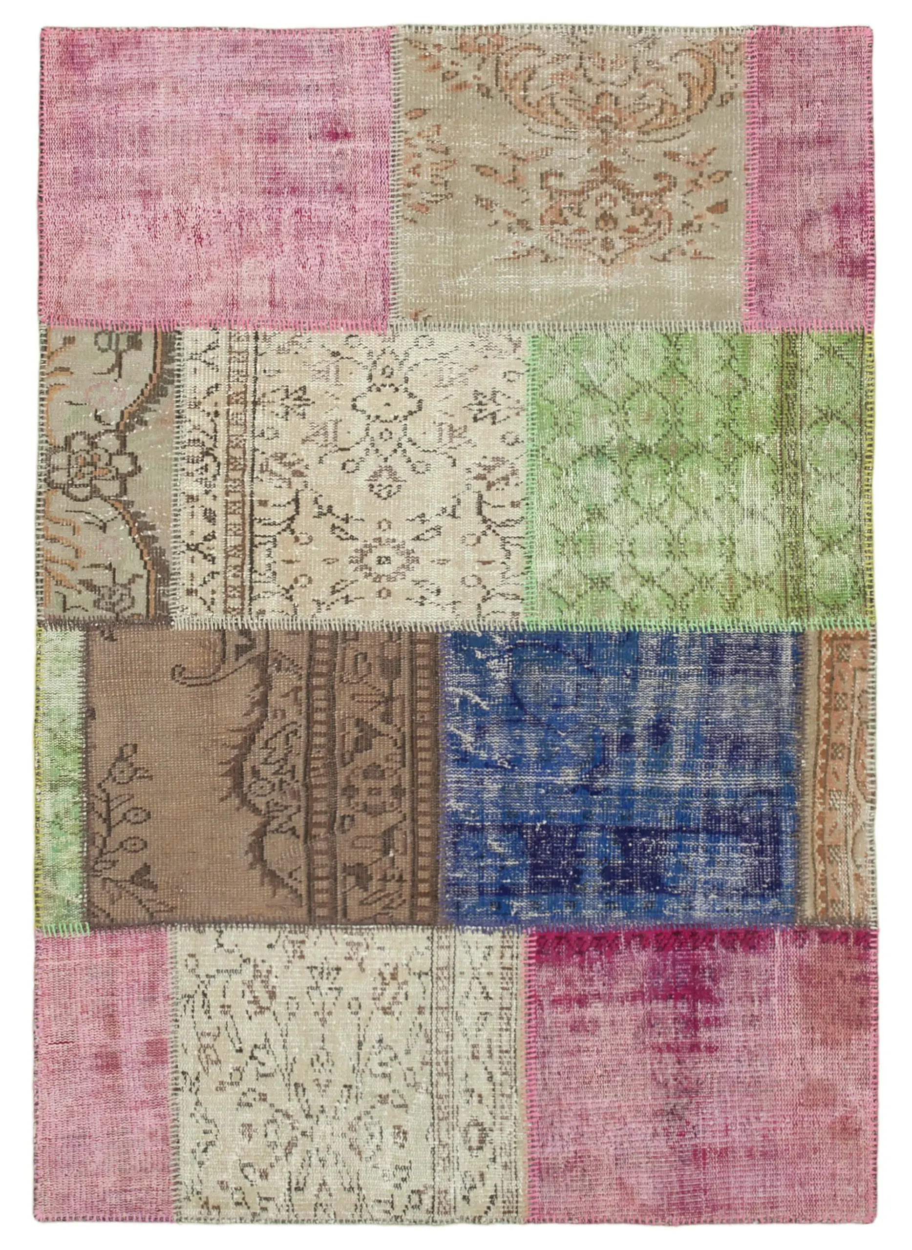 Rc_31715_0_Multicolor_Patchwork_Rugs Patchwork Multi Pamuk Üzerine Yün El Dokuma Kilim-144x204 - Görsel 1