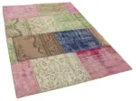 Patchwork Multi Pamuk Üzerine Yün El Dokuma Kilim-144x204 - Görsel 2