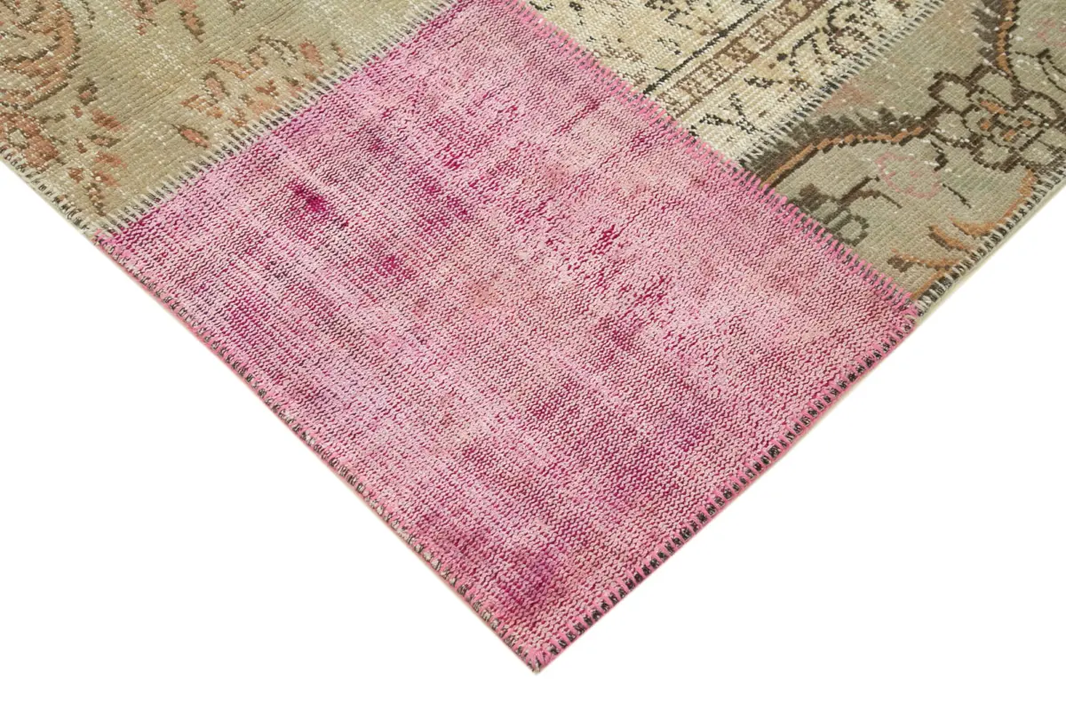 Patchwork Multi Pamuk Üzerine Yün El Dokuma Kilim-144x204 - Görsel 4