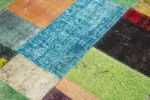 Patchwork Multi Pamuk Üzerine Yün El Dokuma Kilim-143x201 - Görsel 5