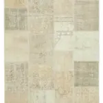 Patchwork Bej Pamuk Üzerine Yün El Dokuma Kilim-142x202