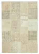 Patchwork Bej Pamuk Üzerine Yün El Dokuma Kilim-142x202