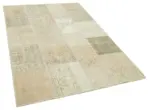 Patchwork Bej Pamuk Üzerine Yün El Dokuma Kilim-142x202 - Görsel 2
