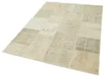 Patchwork Bej Pamuk Üzerine Yün El Dokuma Kilim-142x202 - Görsel 3