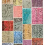 Patchwork Multi Pamuk Üzerine Yün El Dokuma Kilim-143x199
