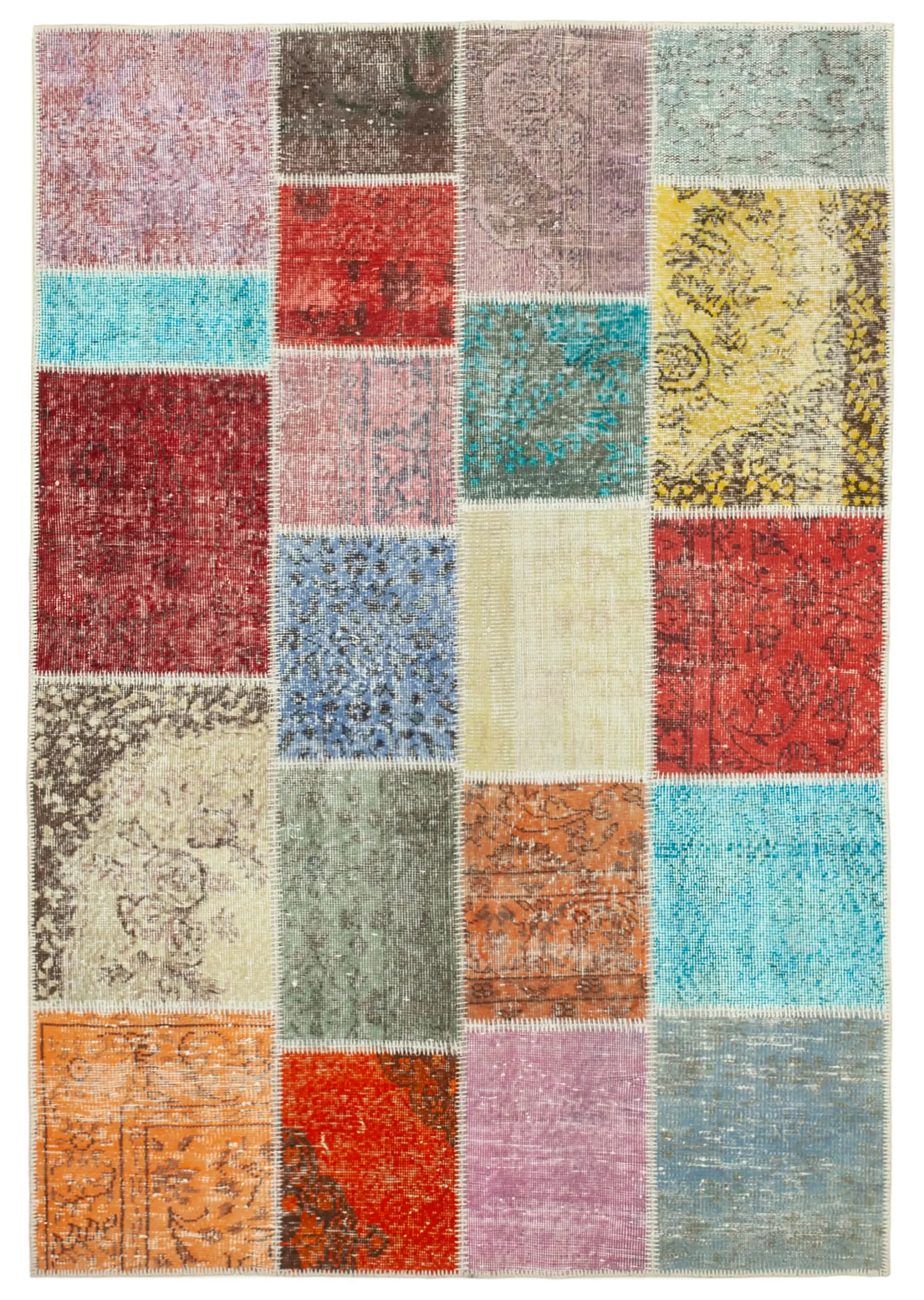 Rc_31719_0_Multicolor_Patchwork_Rugs Patchwork Multi Pamuk Üzerine Yün El Dokuma Kilim-143x206 - Görsel 1