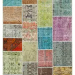 Patchwork Multi Pamuk Üzerine Yün El Dokuma Kilim-144x203