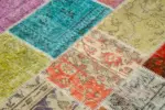 Patchwork Multi Pamuk Üzerine Yün El Dokuma Kilim-144x203 - Görsel 5