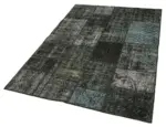 Patchwork Siyah Pamuk Üzerine Yün El Dokuma Kilim-135x201 - Görsel 3