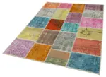 Patchwork Multi Pamuk Üzerine Yün El Dokuma Kilim-144x197 - Görsel 3