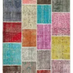 Patchwork Multi Pamuk Üzerine Yün El Dokuma Kilim-146x205