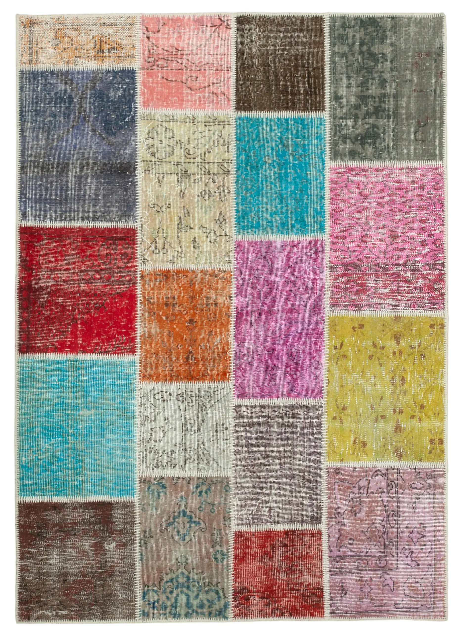 Rc_31747_0_Multicolor_Patchwork_Rugs Patchwork Multi Pamuk Üzerine Yün El Dokuma Kilim-146x205 - Görsel 1