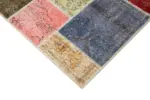 Patchwork Multi Pamuk Üzerine Yün El Dokuma Kilim-146x205 - Görsel 4