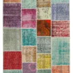 Patchwork Multi Pamuk Üzerine Yün El Dokuma Kilim-144x209