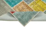 Patchwork Multi Pamuk Üzerine Yün El Dokuma Kilim-144x209 - Görsel 6