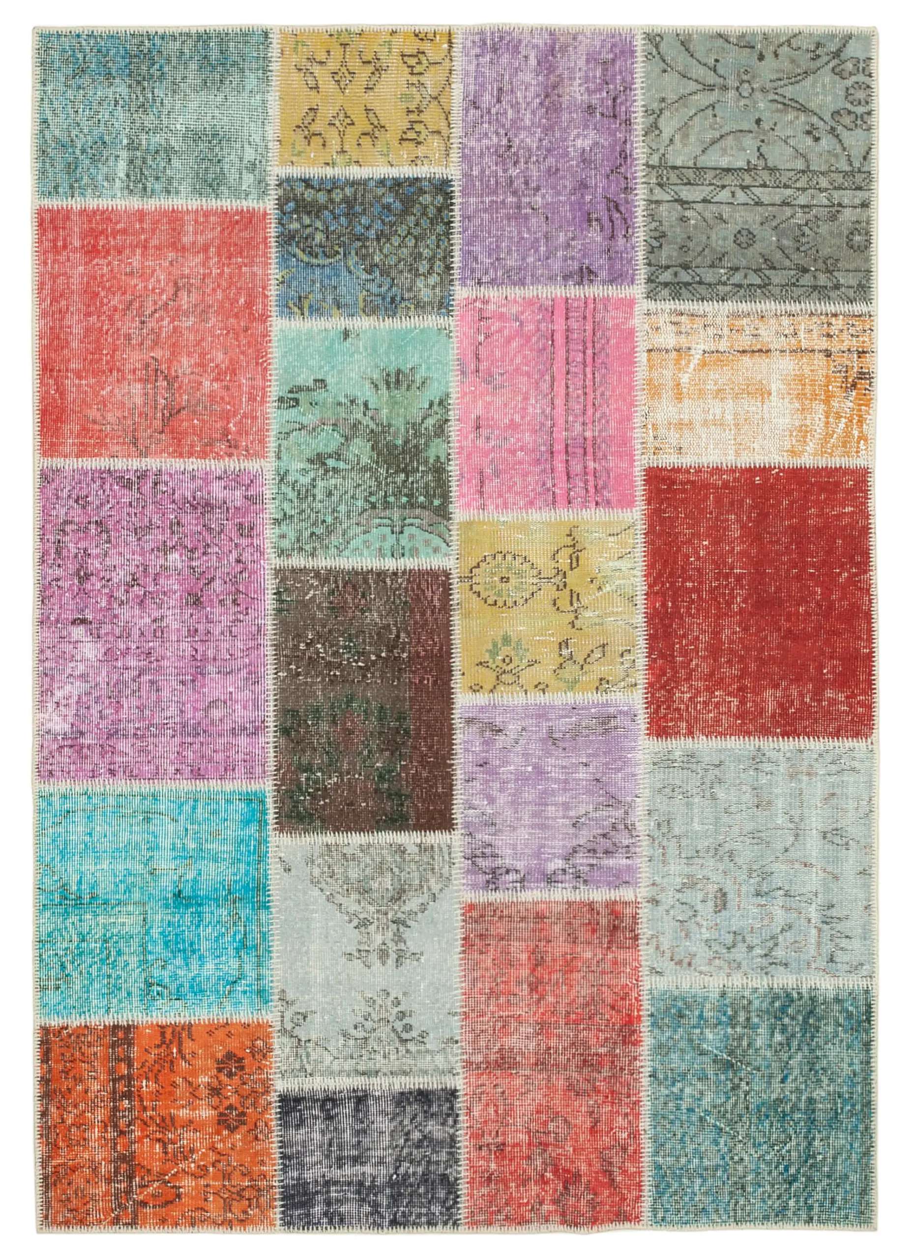 Rc_31752_0_Multicolor_Patchwork_Rugs Patchwork Multi Pamuk Üzerine Yün El Dokuma Kilim-145x204 - Görsel 1