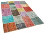 Patchwork Multi Pamuk Üzerine Yün El Dokuma Kilim-145x204 - Görsel 2