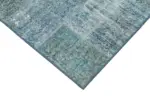 Patchwork Mavi Pamuk Üzerine Yün El Dokuma Kilim-134x205 - Görsel 4