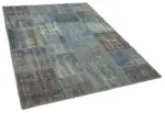 Patchwork Mavi Pamuk Üzerine Yün El Dokuma Kilim-149x206 - Görsel 2
