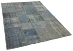 Patchwork Mavi Pamuk Üzerine Yün El Dokuma Kilim-150x203 - Görsel 2