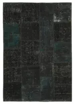 Patchwork Siyah Pamuk Üzerine Yün El Dokuma Kilim-146x209