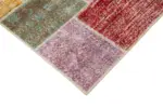 Patchwork Multi Pamuk Üzerine Yün El Dokuma Kilim-143x206 - Görsel 4