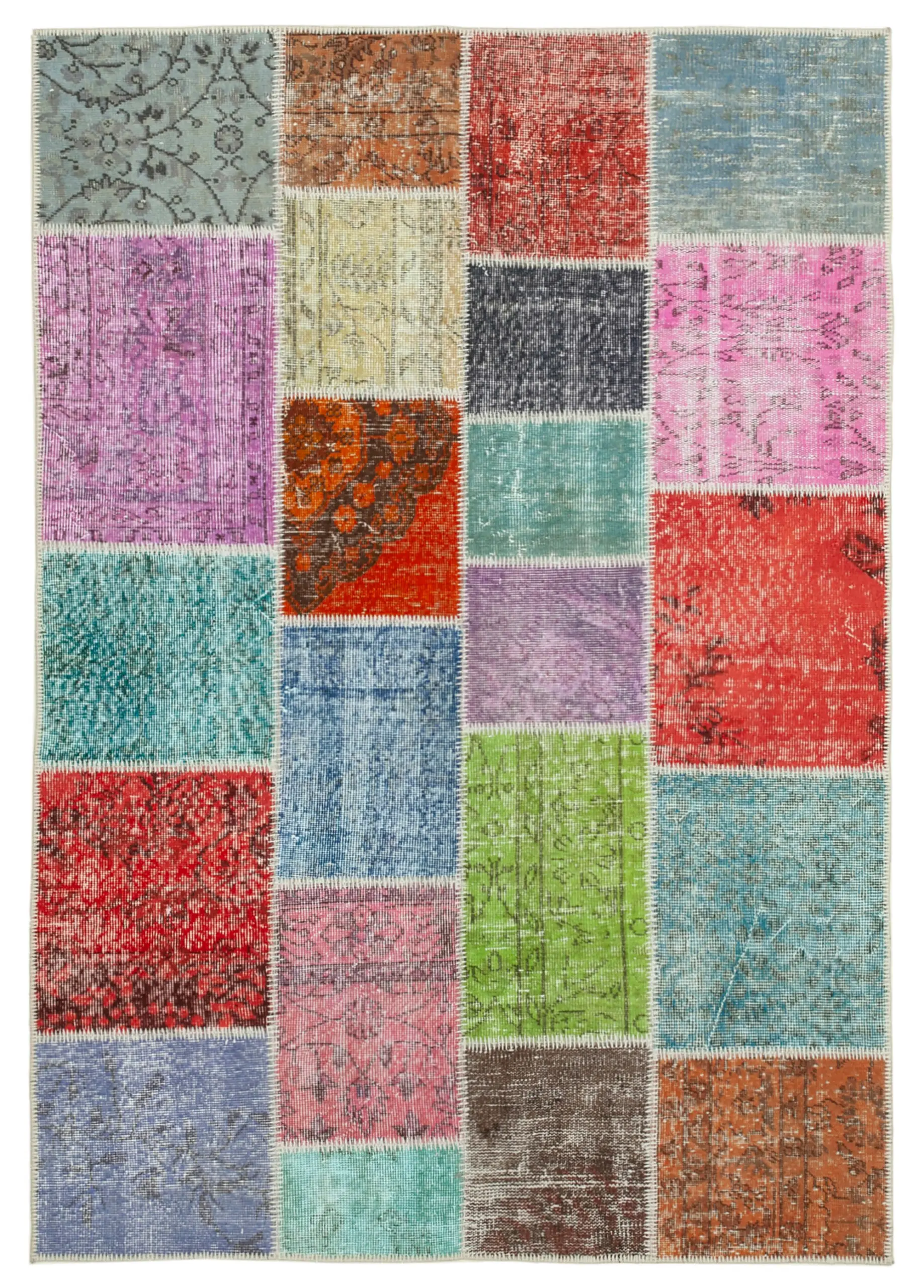 Rc_31767_0_Multicolor_Patchwork_Rugs Patchwork Multi Pamuk Üzerine Yün El Dokuma Kilim-146x205 - Görsel 1