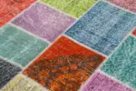 Patchwork Multi Pamuk Üzerine Yün El Dokuma Kilim-146x205 - Görsel 5