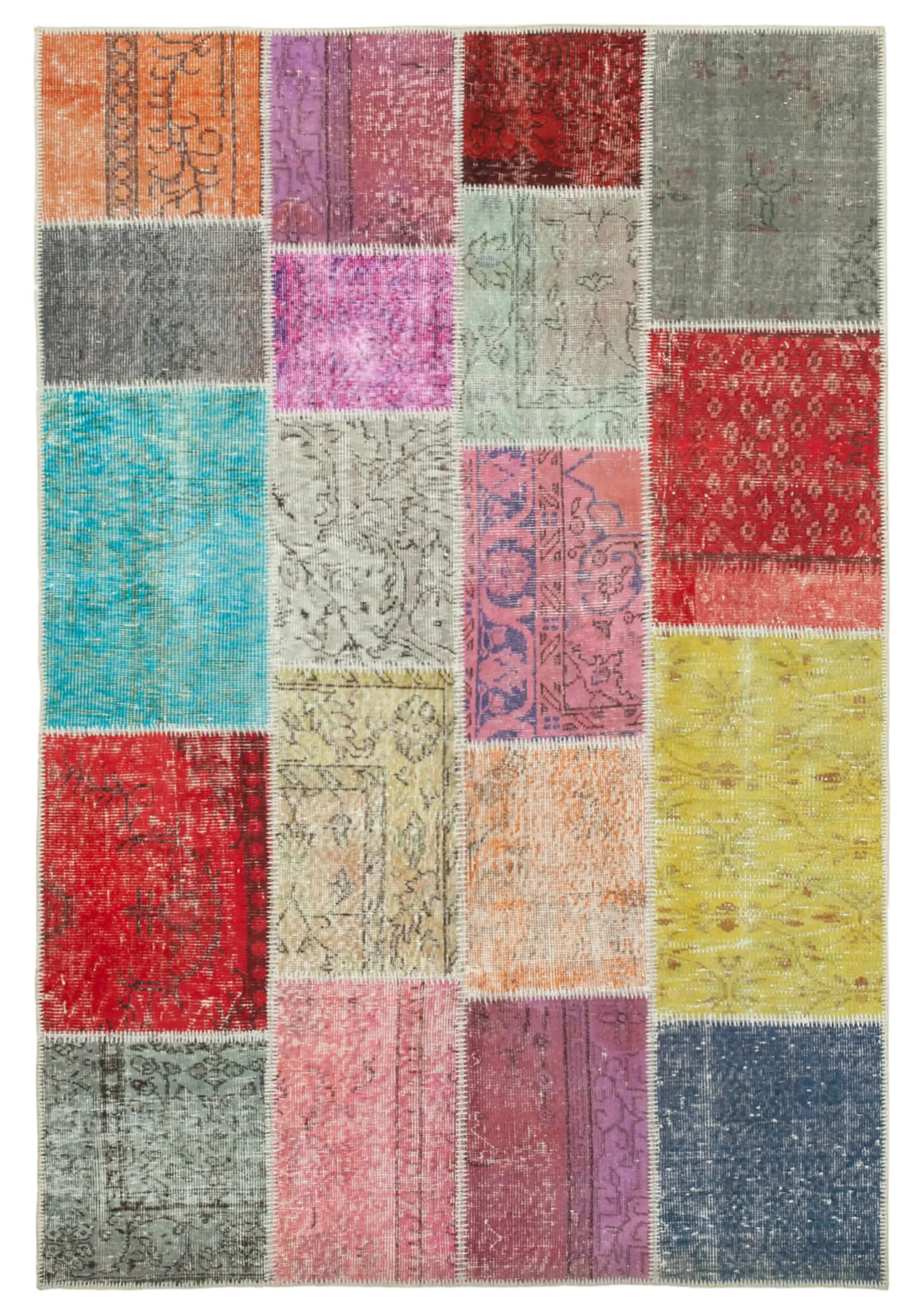Rc_31769_0_Multicolor_Patchwork_Rugs Patchwork Multi Pamuk Üzerine Yün El Dokuma Kilim-142x210 - Görsel 1