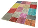 Patchwork Multi Pamuk Üzerine Yün El Dokuma Kilim-142x210 - Görsel 3