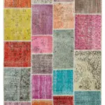 Patchwork Multi Pamuk Üzerine Yün El Dokuma Kilim-145x206