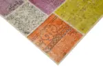 Patchwork Multi Pamuk Üzerine Yün El Dokuma Kilim-145x206 - Görsel 4