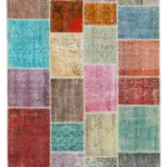 Patchwork Multi Pamuk Üzerine Yün El Dokuma Kilim-145x207