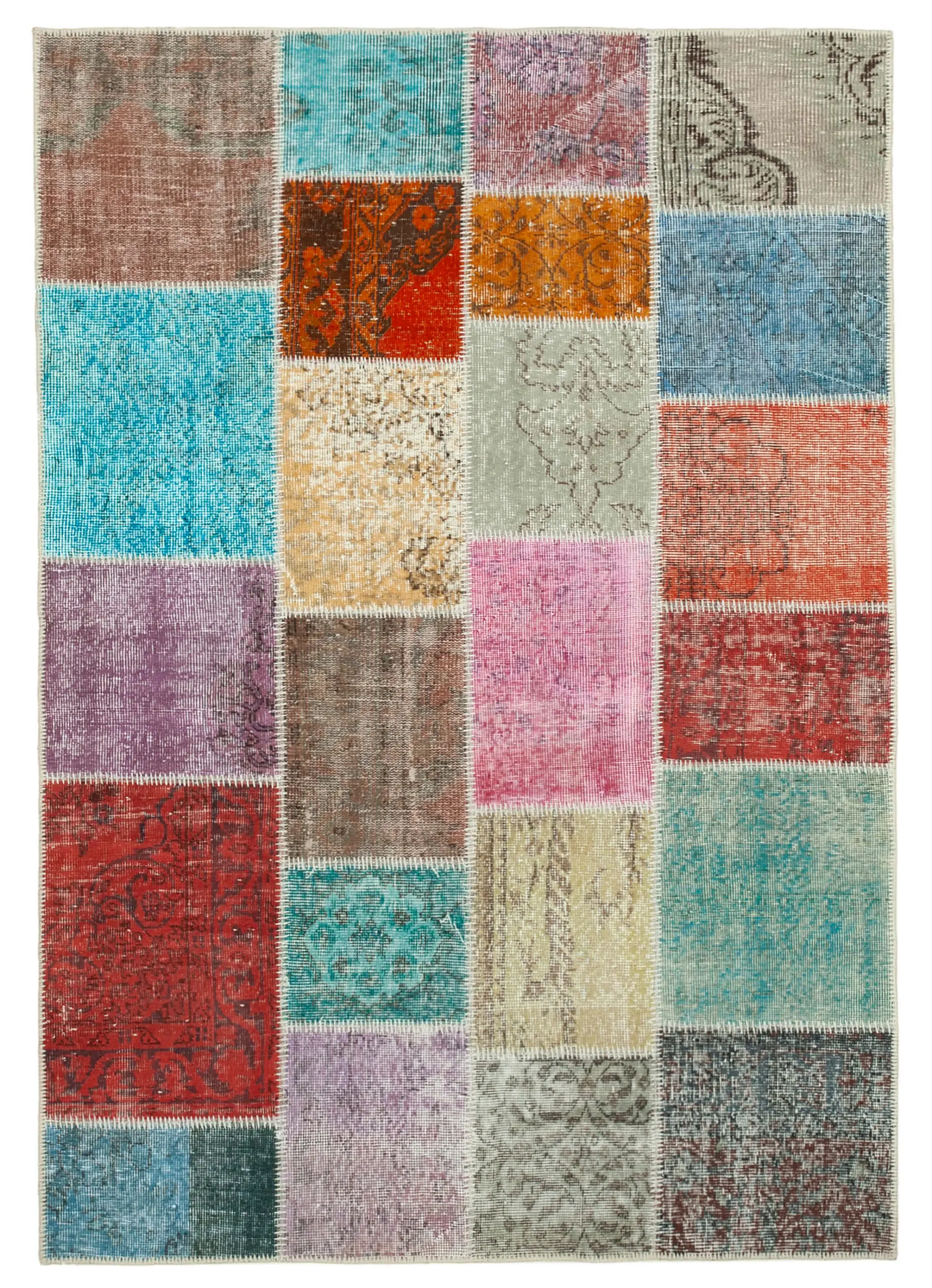 Rc_31772_0_Multicolor_Patchwork_Rugs Patchwork Multi Pamuk Üzerine Yün El Dokuma Kilim-145x207 - Görsel 1